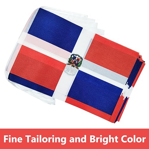 100 Feet Dominica String Flag, 76 Pcs Dominican Banner Flag, Small Mini World Banner Flags for Sports Events, Bars Decorations, School Festivals, Party Decorations, Celebrations (Dominica) - color: Dominica