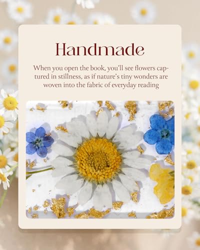 Buleens 2PCS Bookmarks for Women - Yellow Book Marks for Readers Book Lovers, Personalized Handmade Dried Flower Resin Bookmark with Tassels, Pretty and Aesthetic - color: Pink Purple