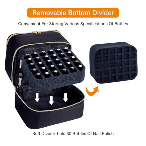 Nail Polish Organizer Holds 30 Bottles (15 ml/0.5 floz),Black - color: Black
