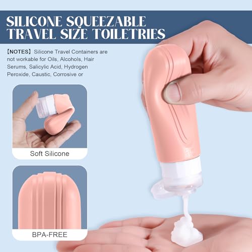 Travel Bottles for Toiletries, 3oz TSA Approved Travel Size Toiletries, Silicone Leak-Proof Refillable Containers, Squeezable Liquid Essentials Bottles W/Clear Bag (RED) - color: RED