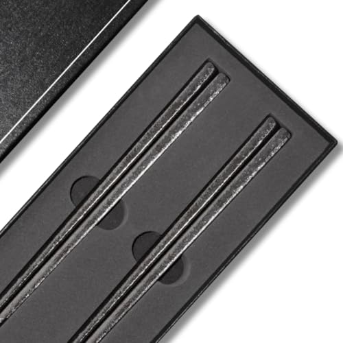 Titanium Chopsticks 2 Pairs 99.8% Pure Titanium Reusable – Lightweight Non-Toxic Utensils with Gift Box & Travel Pouch for Home, Camping, Hiking, Office Lunch (Solid Black) - color: Solid Black
