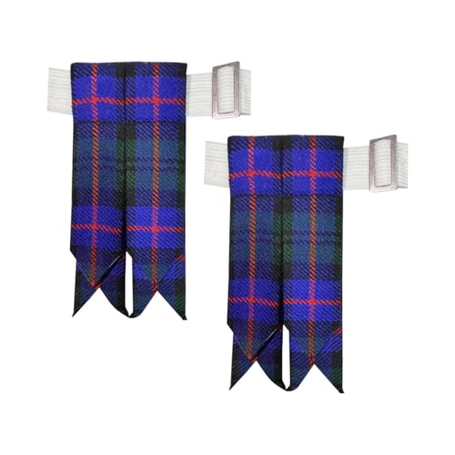 Men's Men's Tartans Kilt Flashes with Heavy Buckle Elastic Adjusters Fit - color: Armstrong