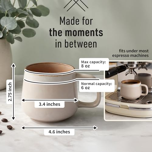 Ava Nord Small Stoneware Ceramic Coffee Mugs Set of 4-6 oz - Rose Sand - color: Rose Sand, size: 6 Oz