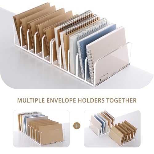 SANRUI 5 Slot Acrylic Mail Sorter Holder, Clear Letter File Desk Organizer - size: 5 Compartments Rectangle