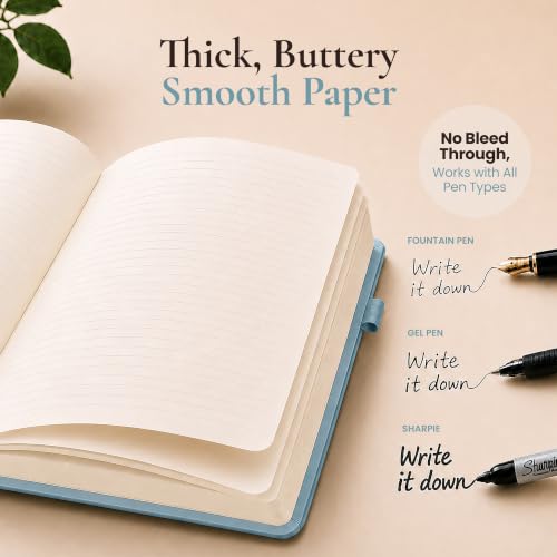 Lined Journal Notebook Hardcover Leather Bound 200 Pages A4 Blue Diary - color: Light Blue, size: A4 200 Pages