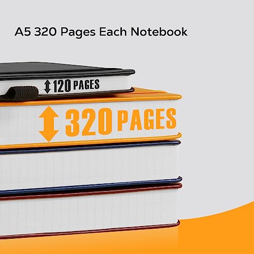 FOCUS DAY Hardcover Leather Notebooks College Ruled, 320 Pages Notebook Journals for Writing Note Taking Women & Men, A5 (5.7'' X 8.4'') Daily Notebook Journal, Orange - color: 5.Orange, size: A5