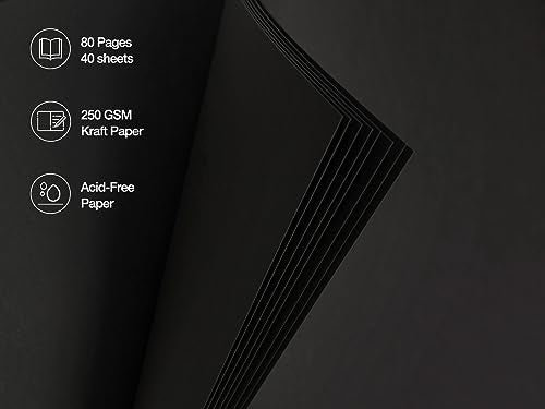 potricher 10 x 10 Inch DIY Scrapbook Photo Album 80 Pages, Black - color: Black, size: 10 Inch 80 Pages