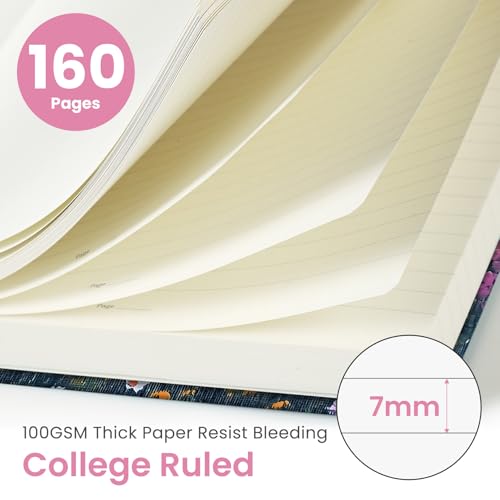 Taja Pretty Lined Journal for Women, Aesthetic Hardcover Leather Journal - color: U-Twilight Bloom, size: A-Lined