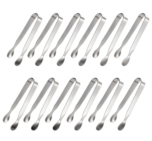 12PCS Ice Tongs Mini Sugar Tongs, Stainless Steel Tiny Kitchen Tongs - size: 12 pieces, Silver