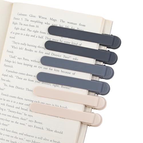 6Pcs Automatic Bookmark, Silicone Smart Book Marks for Reading Women, Men, Kids,Cute Unique Book Markers Bookmark Clip Reading Accessories Gifts for Book Lovers (2 Dark Grey+2 Light Grey+2 Beige) - color: 2 Dark Grey+2 Light Grey+2 Beige