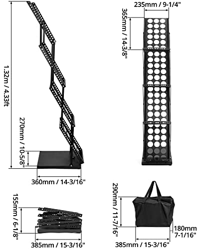 QWORK Magazine Brochure Display Rack Stand, 4 Pocket Foldable Literature Catalog Rack Book Holder Tradeshow Display Stand, for Office Store and Exhibition Trade Show (Black) - color: Black, size: 1 Pack