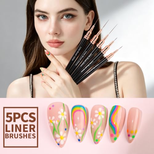 Teenitor Nail Striping Tape Lines Kit Nail Liner Brushes Nail Art Tools