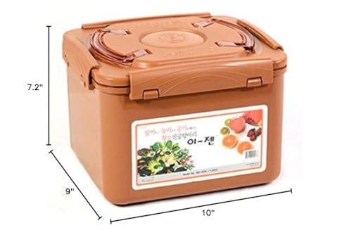 e-jen Premium Kimchi, Sauerkraut Container Probiotic Fermentation with Inner Vacuum Lid (Earthenware Brown, 1.9 gal/ 7.4L) - color: Earthenware Brown, size: 1.9 gal