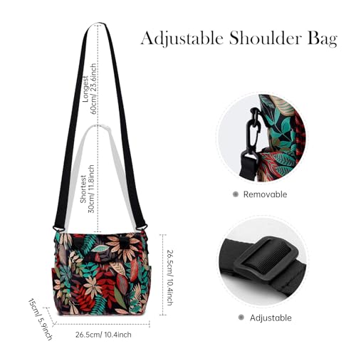Crossbody Shoulder Bag for Women - Water Resistant Casual Handbag Purse with Multiple Pockets, Adjustable Strap - color: Maple Red