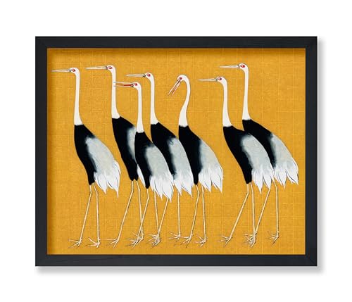Poster Master Vintage Japanese Crane Poster - Retro Red Crown Crane Print - Bird Art - Great Gift for Men, Women, Animal Lover - Ideal Decor for Living Room, Office, Bedroom - 8x10 UNFRAMED Wall Art - color: Style-02, size: 8"L x 10"W
