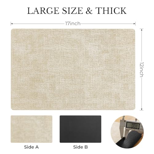 Romanstile Vinyl Placemats Set of 6, Reversible Faux Leather Wipeable Table Mats - color: Grey-beige, size: PCS8