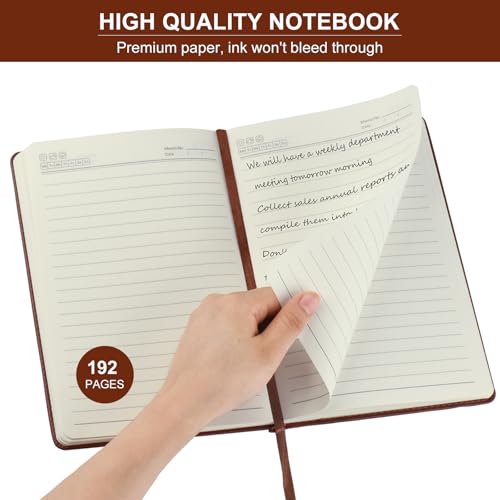 ZCZN 6 Pack Lined Journal Notebooks for Work, A5 Hardcover Leather Journals - color: Black+Brown