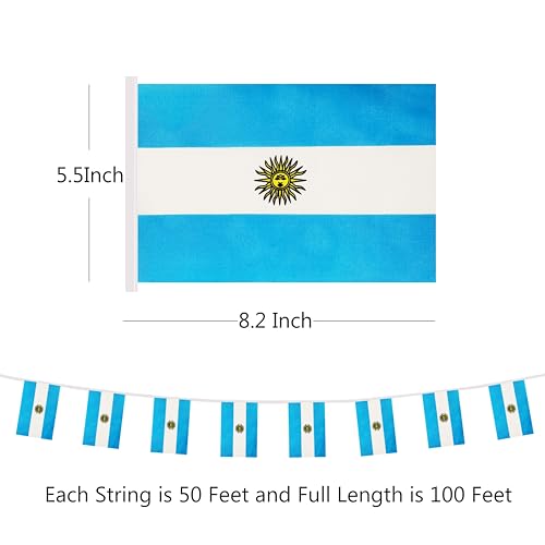 100 Feet Argentina String Flag, 76 Pcs Argentine Banner Flag, Small Mini World Banner Flags for Sports Events, Bars Decorations, School Festivals, Party Decorations, Celebrations (Argentina) - color: Argentina