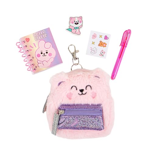 VOTUM Pink Bear Keychain Charm for Backpacks, Purses, Handbags, Car Keys with Stationery Set - Includes Mini Notebook, Gel Pen, Eraser, Stickers - Portable & Fun Gift for Tweens & Adults Ages 8+ - style: Pink Bear