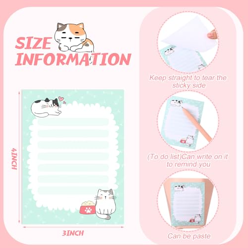 Chiisong 12 Pcs Cats Sticky Notes Cute Cat Gift - style: Cat Style