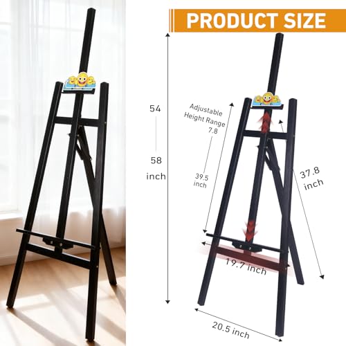 Black Smiley Wooden Easel for Painting, Wedding Signs & Display - color: Black