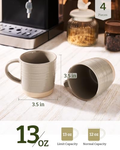 famiware Coffee Mugs Set of 4, 13 oz Mug Set, Ceramic Cup Set with Handle - color: Constellation-Cinnamon Brown, size: 4 Count (Pack of 1)