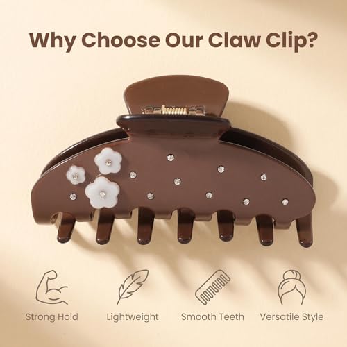 Large Claw Clips For Thick Hair 4 Inch Acetate Hair clips Women - color: brown
