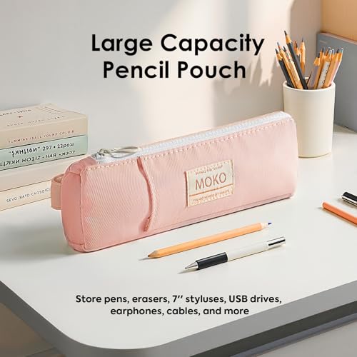 MoKo Elastic Pen Holder for Notebook, Adjustable Zipper Pouch, Pink - color: Pink