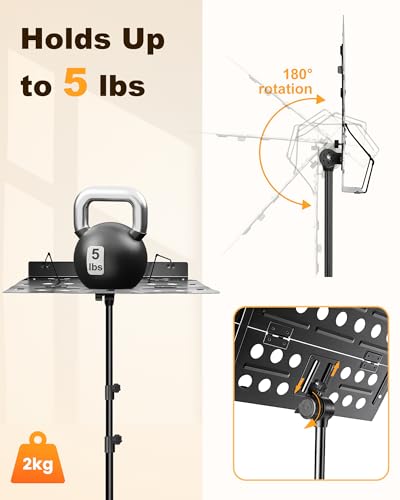 New bee Music Stand, Tri-fold Panel Foldable Sheet Music Stand - color: Black