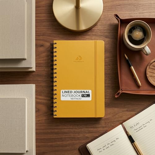 Nextnoid A5 Lined Spiral Notebook - 170 Pages, College Ruled, Yellow - color: l-Yellow