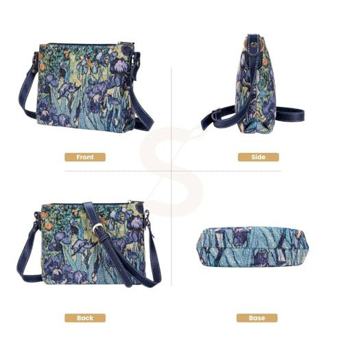 Signare Tapestry Crossbody Bag Sling Shoulder Purse for Women - color: Iris