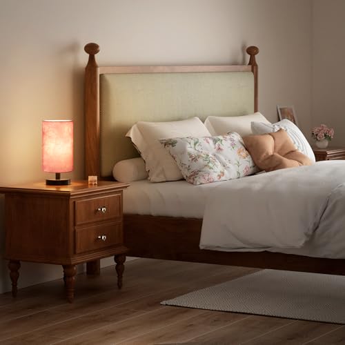 Fenmzee Small Table Lamps(Pink Shade - Black Base, 9" Inline Control) - color: Pink Shade - Black Base