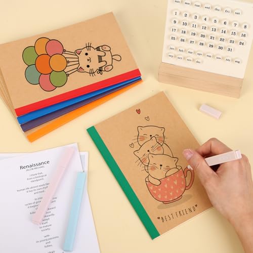 EOOUT 5 Pack A5 Composition Notebook, Kraft Lined Journal Bulk with Rainbow Spine, 5 Colors, 60 Pages for Women Girls Kids, School Office Supplies - color: Rainbow, style: Lined-5pack