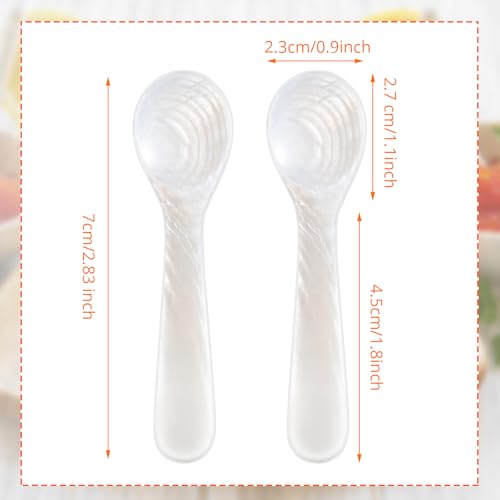 Patelai 10 Pieces Mother of Pearl Caviar Spoons Round Handle, 7cm/2.75 Inch - size: 2.75 inches