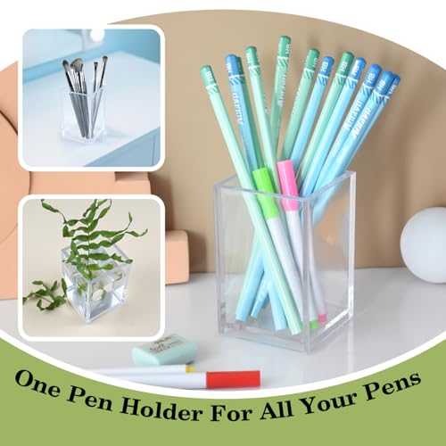 10 Pack Clear Acrylic Pen Holders For Desk, Pencil Cup Makeup Brush Holders - color: 10 pcs