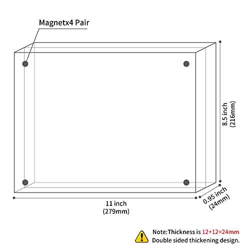 Sezanrpt 8.5''x11'' Acrylic Picture Frame, Perspex Photo Frame for Wedding Pictures, Tabletop Freestanding Certification Frame 12mm + 12mm - size: 8.5'' x 11''
