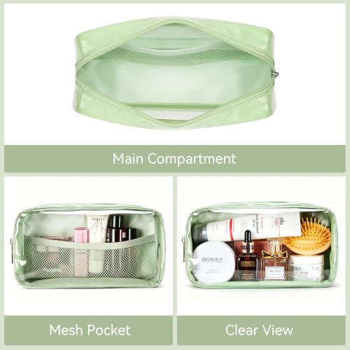 WLLWOO 2pcs Clear Makeup Bag Mini Cosmetic Pouch Travel Toiletry Organizer - color: 2pcs-Mint Green