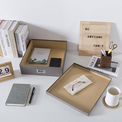 Soul & Lane - Gray Photo Scrapbook Storage Box with Lid, 14.8x13x3.7 In - color: Gray