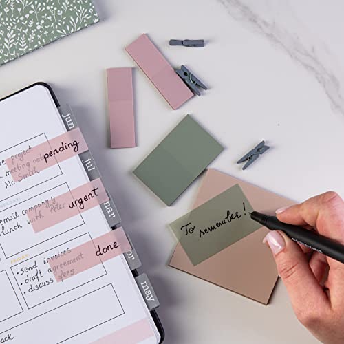DiverseBee Transparent Sticky Notes Set with Quick Dry Pen (Pastel) - color: Pastel
