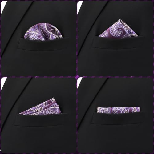 S&W SHLAX&WING Mens Pocket Square Paisley Multicolor Large for Business Wedding - color: Kh12