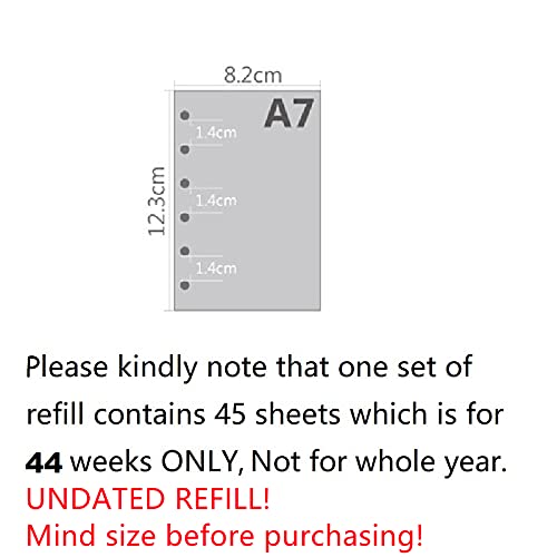 A7 Planner Refill, A7 Agenda Refill for Filofax,6 Hole/100gsm,4.84 x 3.23'', Harphia(Weekly Plan) - color: Weekly Plan, size: A7