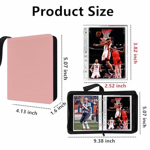 Mini Card Binder 1-Pocket - Super Lightweight Zipper Binder Holds 80+ Trading Cards, Top Loading Collectible Album for TCG, MTG, Sports & Game Cards, Portable Gift for Girls & Collectors (Pink) - color: Pink