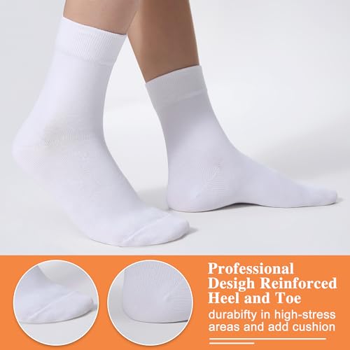 ATBITER Women Thin Cotton Crew Socks,Ankle Bootie Casual Dress Socks 6Pairs - color: 6 Pairs 3white+3black, size: 5-9