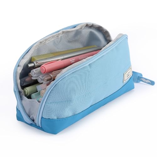 Mr. Pen- Wide-Opening Pencil Case, Triangle Design - color: Blue