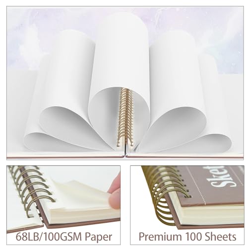 Crehatos 9" x 12" Sketch Book, Top Spiral Bound Sketch Pad, 100 Sheets 68lb/100gsm Drawing Paper, 1 Pack - size: 9" x 12" (1 Pack)