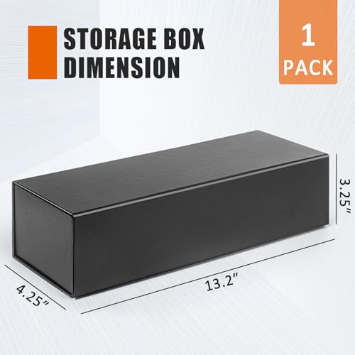 tutata Trading Card Storage Box, Baseball Card Storage Box Holds 900+ Sport Cards or 200 Top Loaders, Fits Football, Basketball, Hockey, Gaming & Trading Cards, Black, 13x4x3 inches