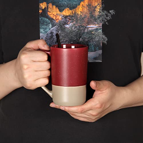 16 OZ Large Coffee Mug, Ceramic Coffee Mugs, Big Tea Cup, Red - color: Red