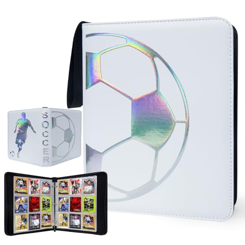 900 Pockets Soccer Card Binder, Laser Silver Hot Stamping Cover,N300 - color: Dazzling Soccer-900