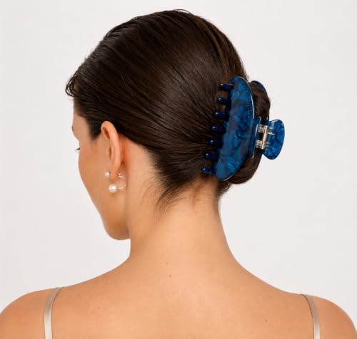 Luxury Hair Claw Clip Premium Acetate Strong Hold 4 Inch (Midnight Blue) - color: Midnight Blue