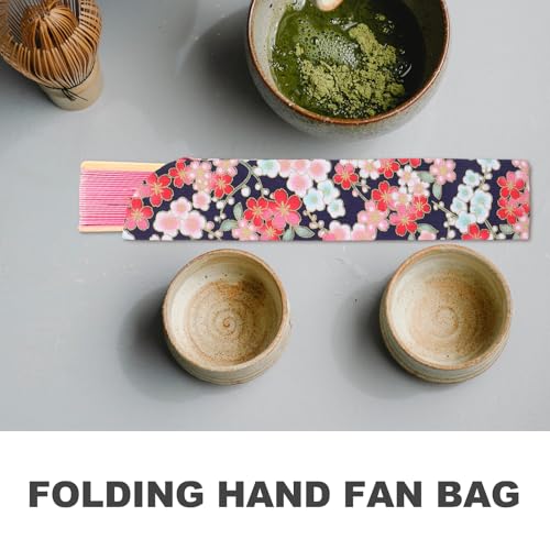 Japanese Fan Cover Silk Folding Hand Fan Sleeve Protective Carrying Case Pouch for Handheld 3.7X0.65 Inch Lightweight Storage Bag